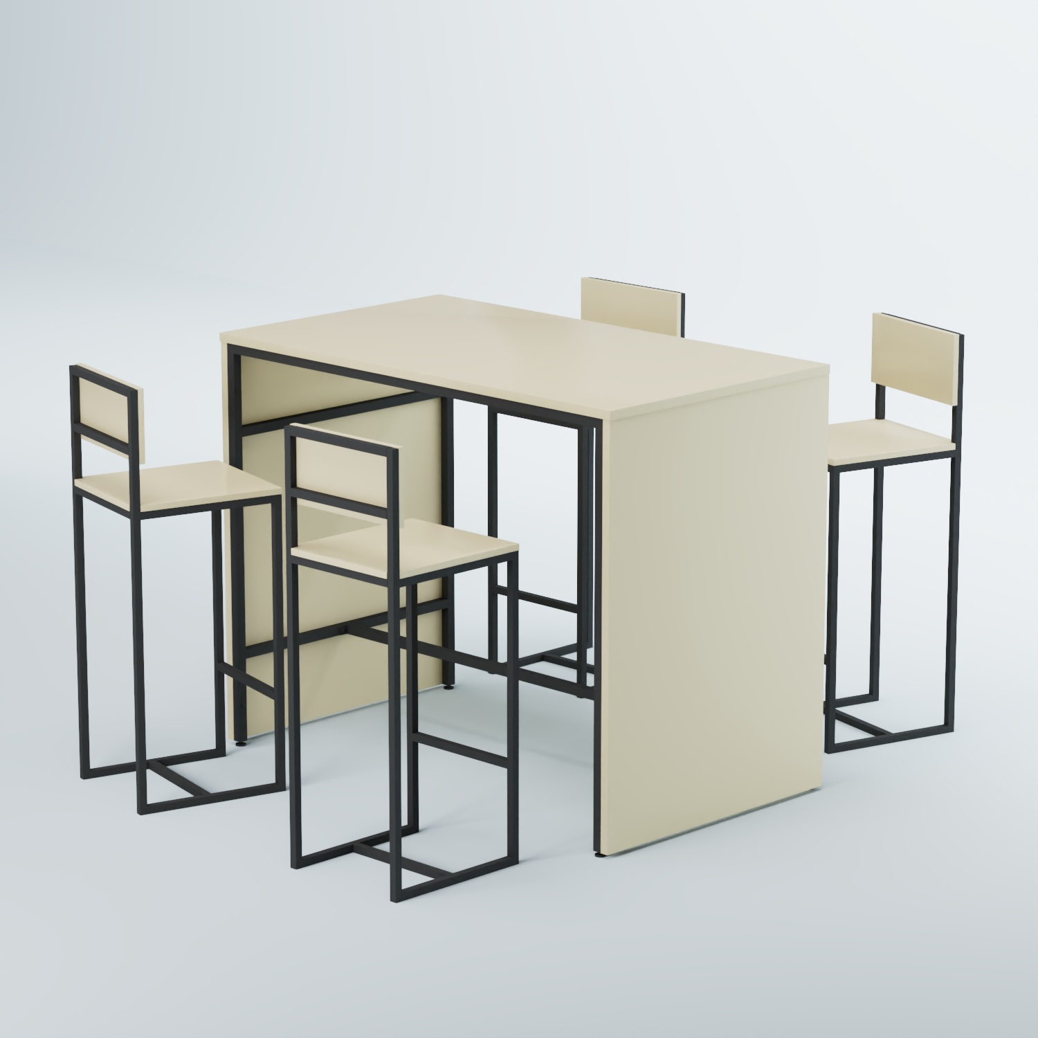 Комплект барный стол "Кофе-брейк" №3 и стулья Крем Вайс