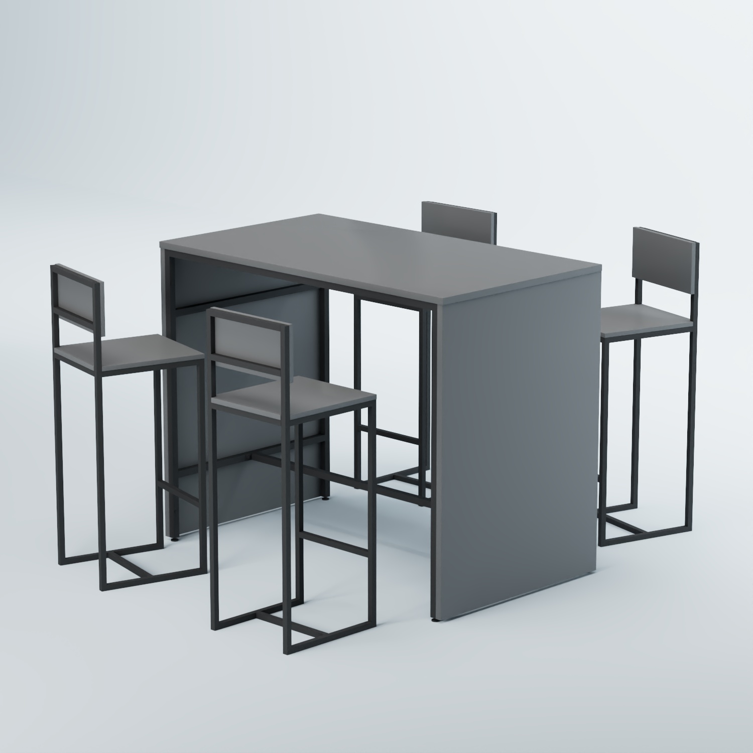 Комплект барный стол "Кофе-брейк" №3 и стулья Темно-Серый