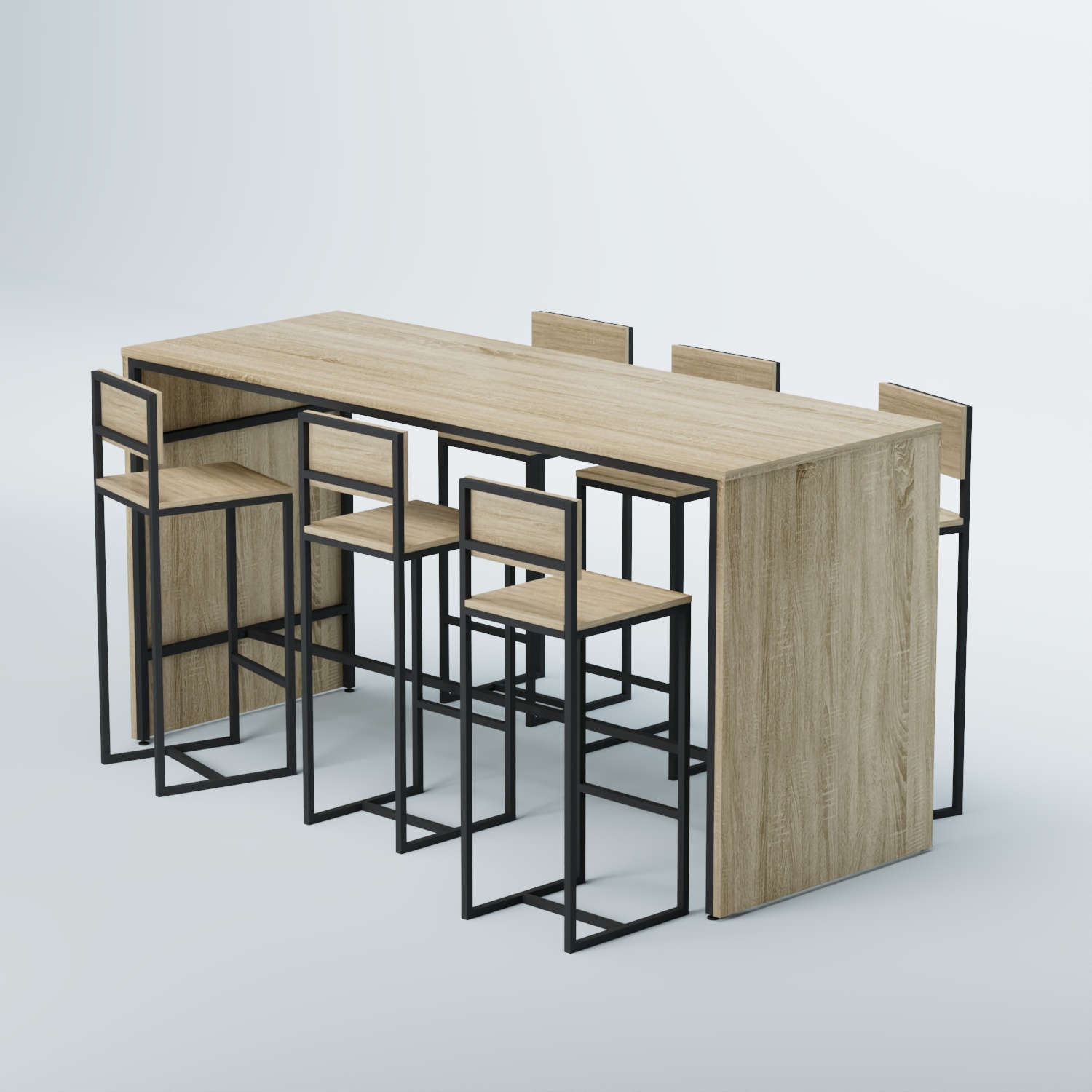 Комплект барный стол "Кофе-брейк" №4 и стулья Дуб Сонома