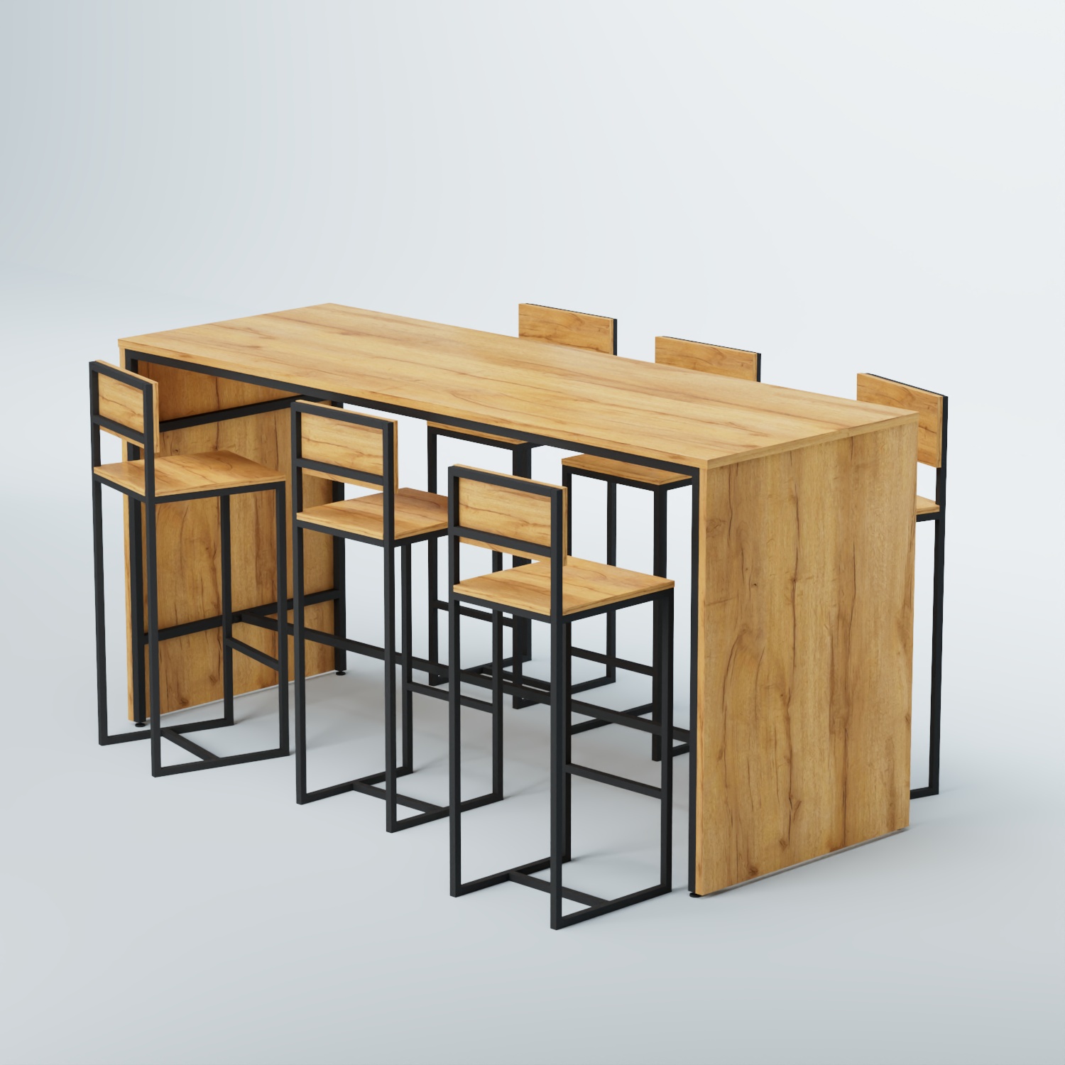 Комплект барный стол "Кофе-брейк" №4 и стулья Дуб Золотистый