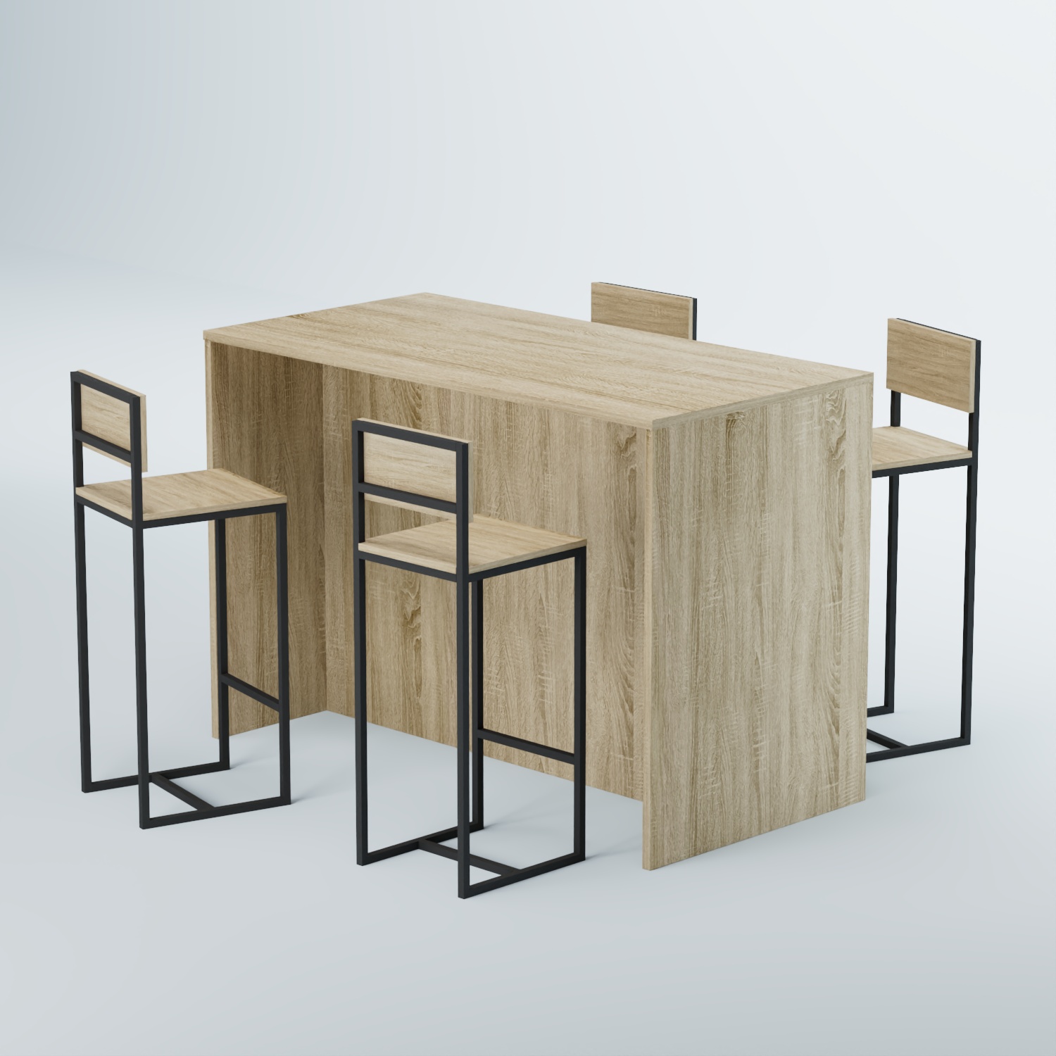 Комплект барный стол "Кофе-брейк" №5 и стулья Дуб Сонома