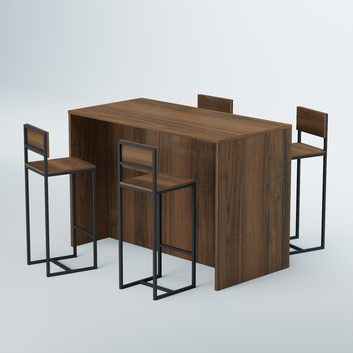 Комплект барный стол "Кофе-брейк" №5 и стулья Орех