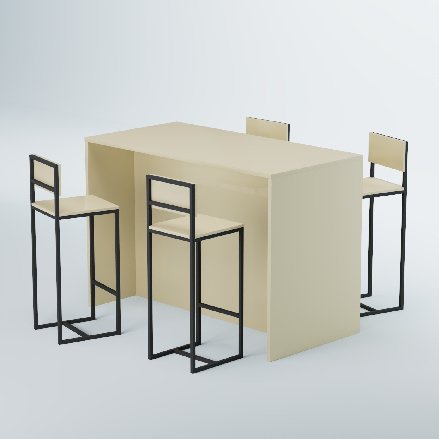 Комплект барный стол "Кофе-брейк" №5 и стулья Крем Вайс