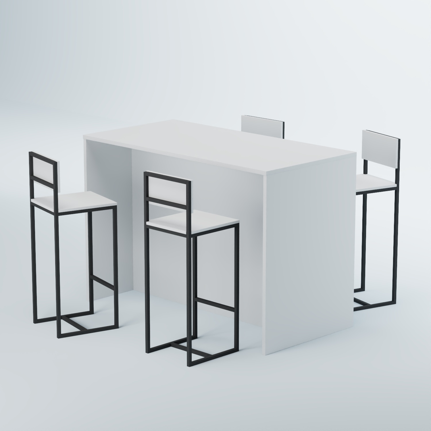 Комплект барный стол "Кофе-брейк" №5 и стулья Белый