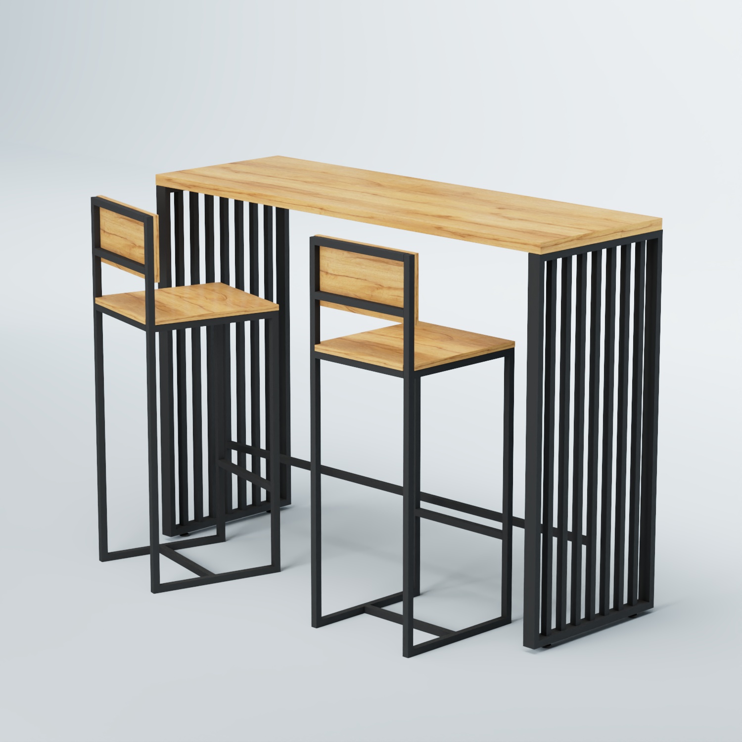 Комплект барный стол "Кофе-брейк" №6 и стулья Дуб Золотистый