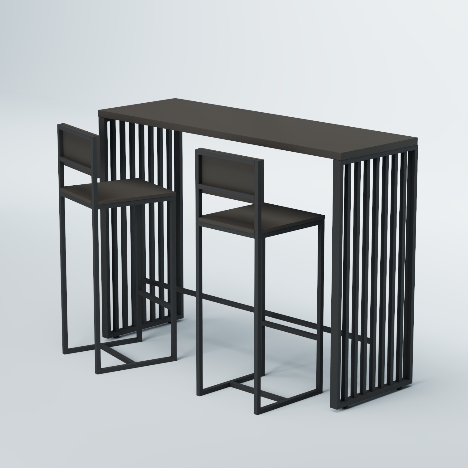 Комплект барный стол "Кофе-брейк" №6 и стулья Черный