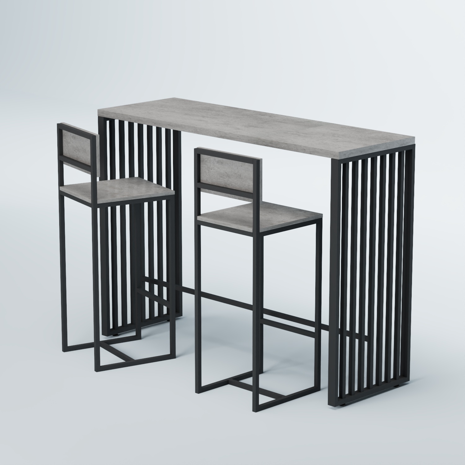 Комплект барный стол "Кофе-брейк" №6 и стулья Бетон Чикаго светло-серый F186 ST9