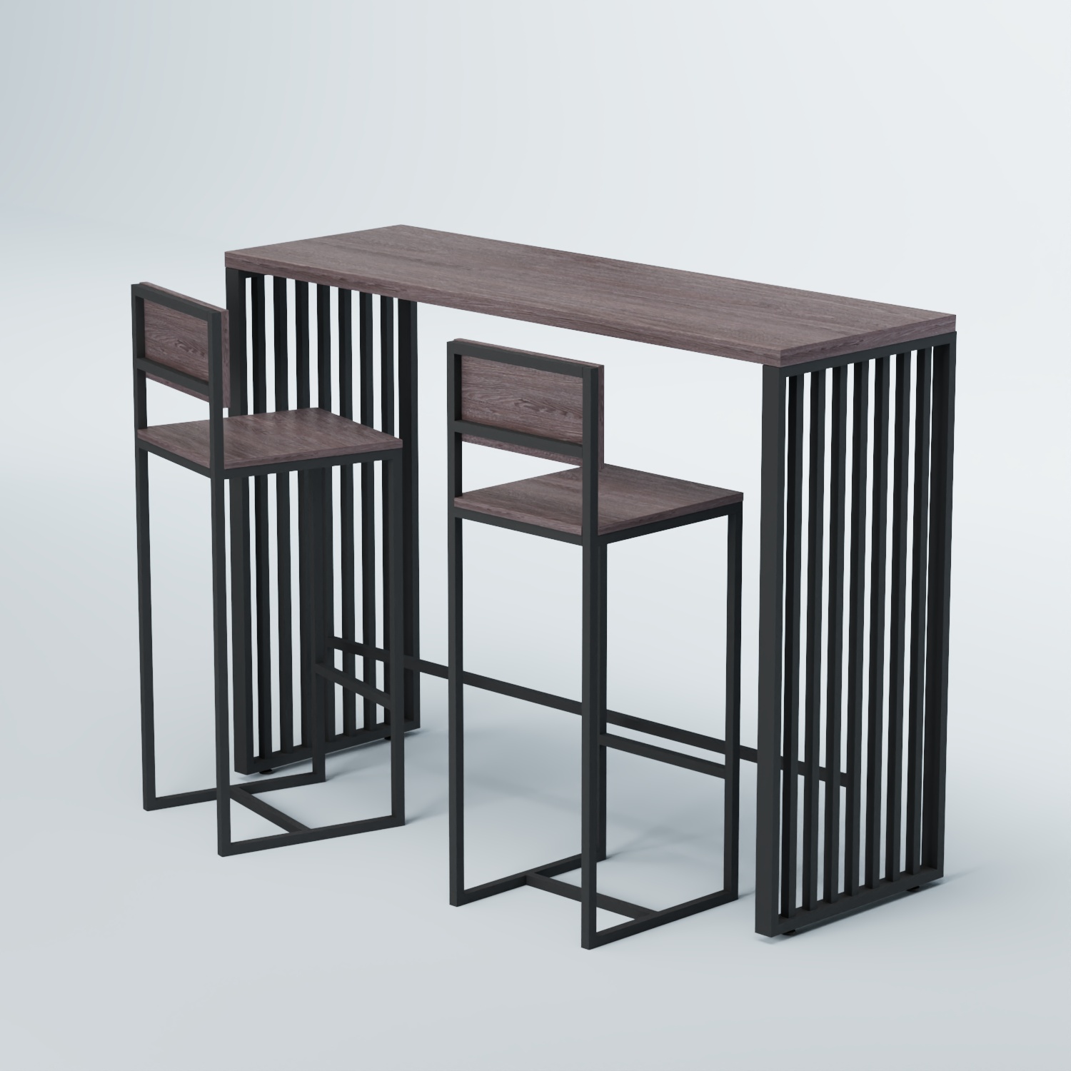 Комплект барный стол "Кофе-брейк" №6 и стулья Ясень Анкор темный