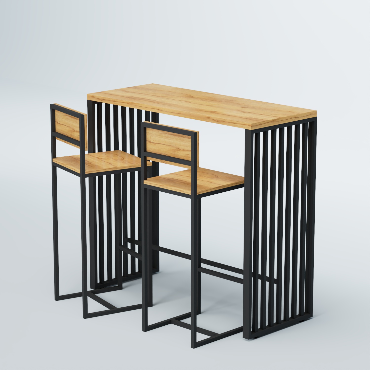 Комплект барный стол "Кофе-брейк" №7 и стулья Дуб Золотистый