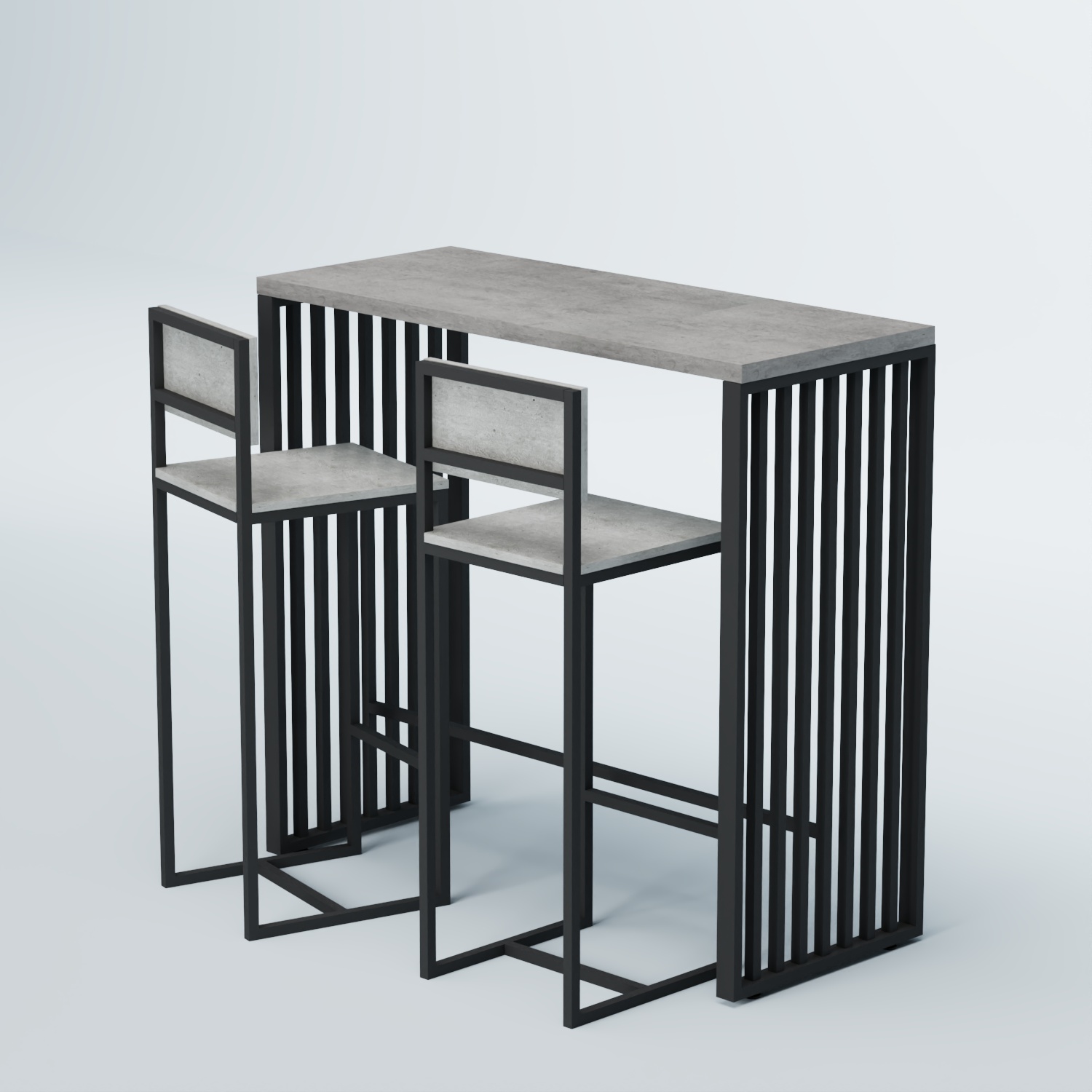 Комплект барный стол "Кофе-брейк" №7 и стулья Бетон Чикаго светло-серый F186 ST9