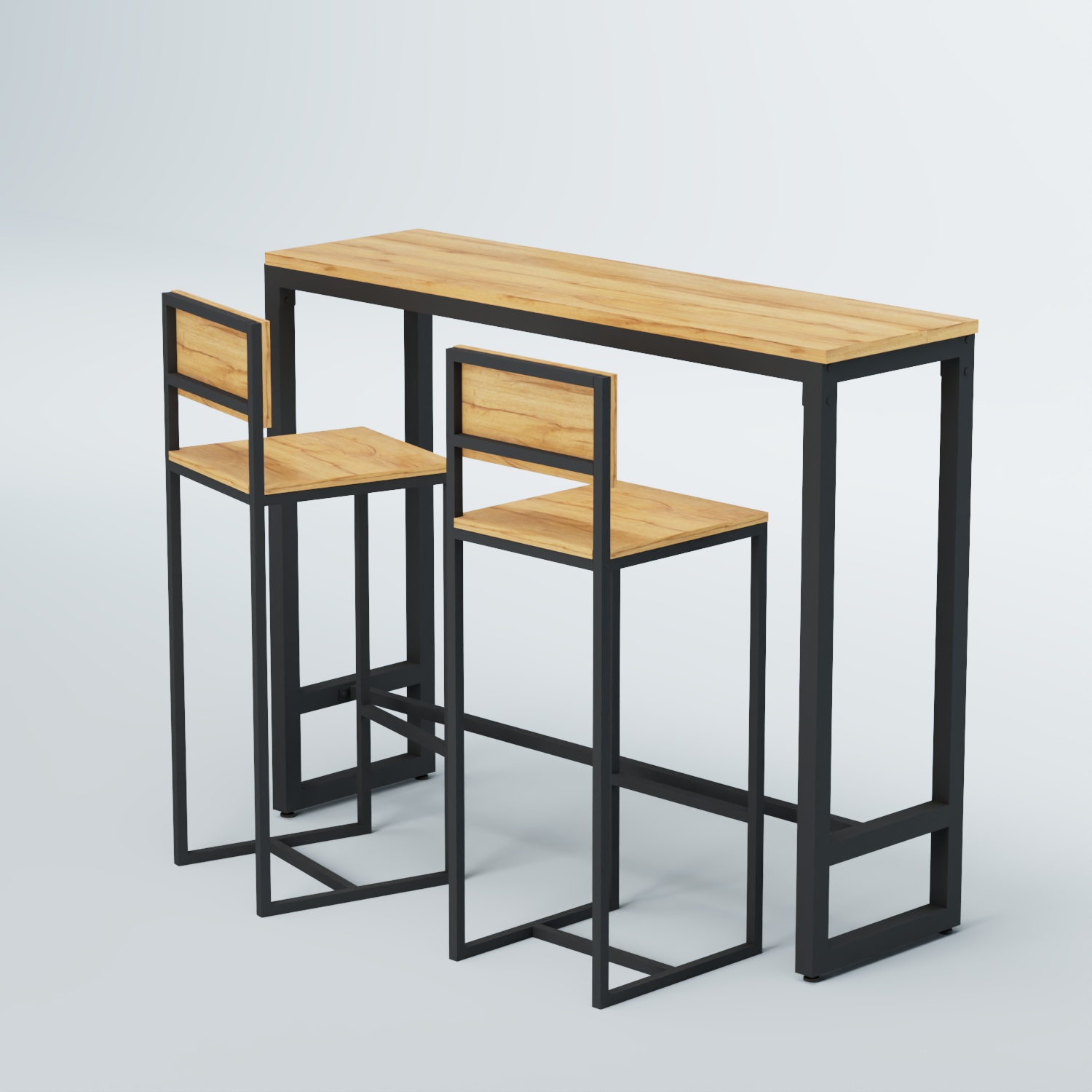 Комплект барный стол "Кофе-брейк" №9 и стулья Дуб Золотистый