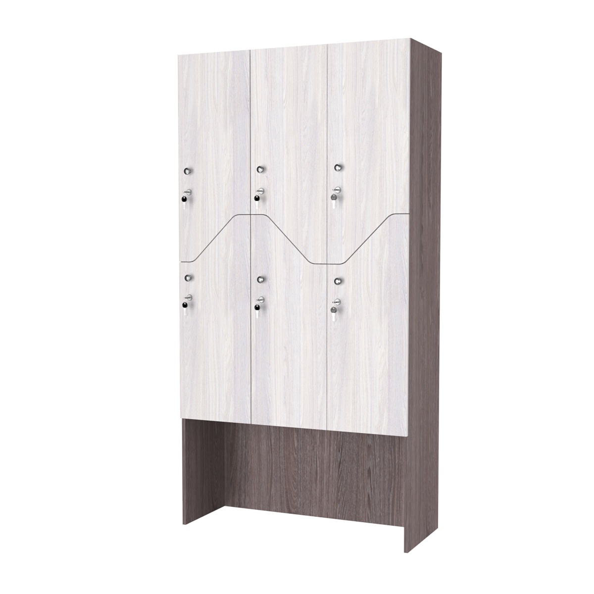 Шкаф для раздевалок СТАНДАРТ-Элегия №3-3Б Ясень Анкор темный + Ясень Анкор светлый