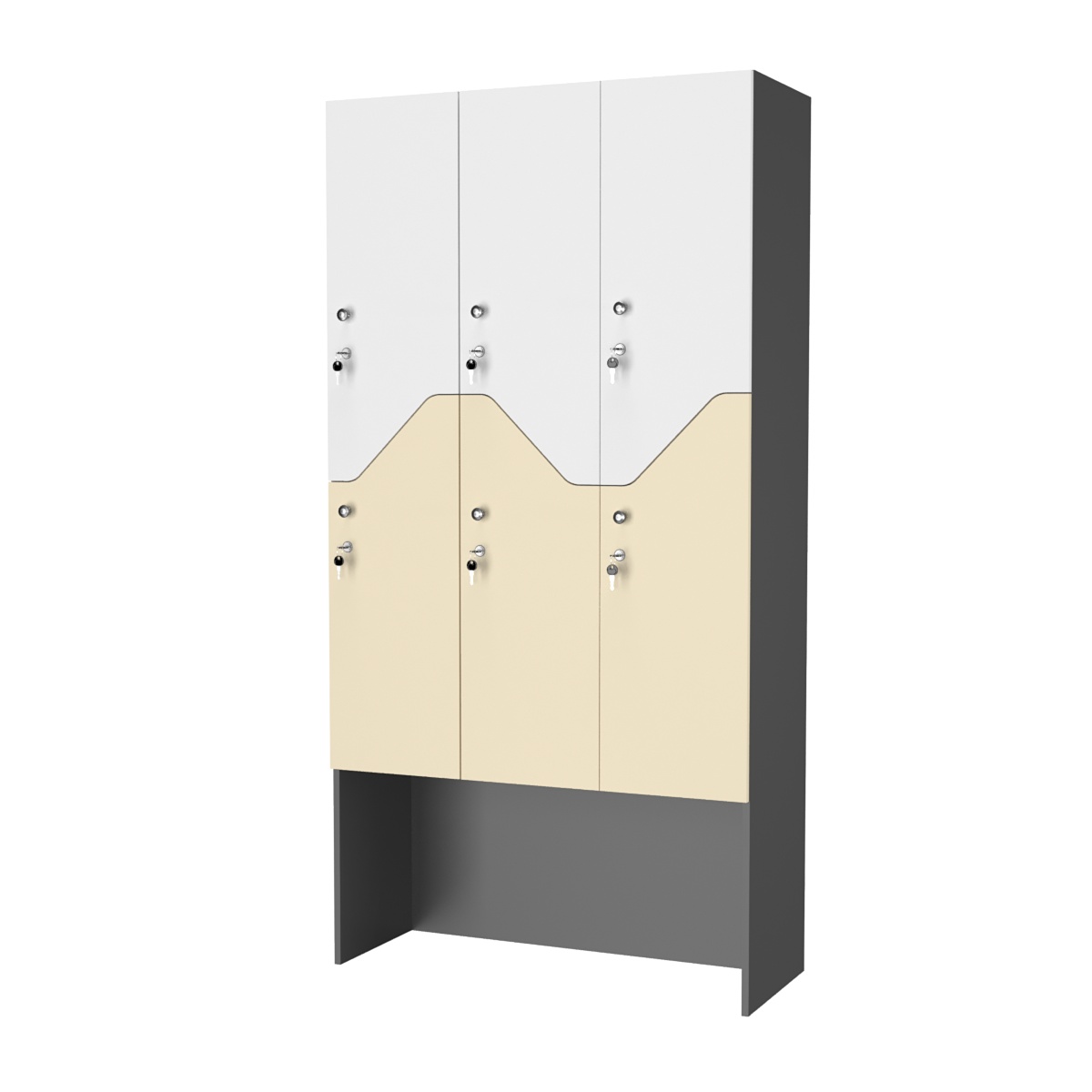 Шкаф для раздевалок СТАНДАРТ-Элегия №3-3Б Антрацит + Белый + Крем Вайс