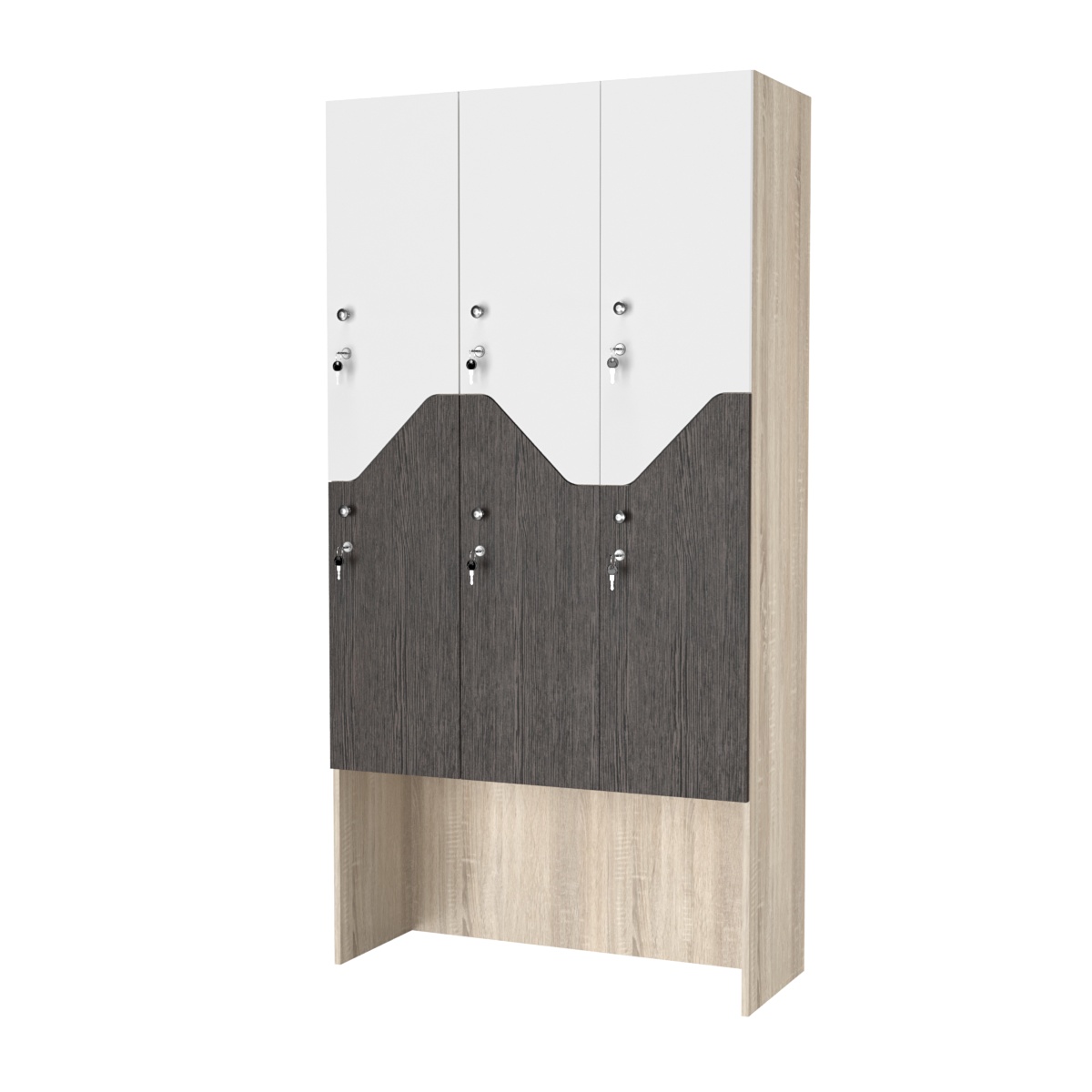 Шкаф для раздевалок СТАНДАРТ-Элегия №3-3Б Дуб сонома+ Дуб Венге + Белый