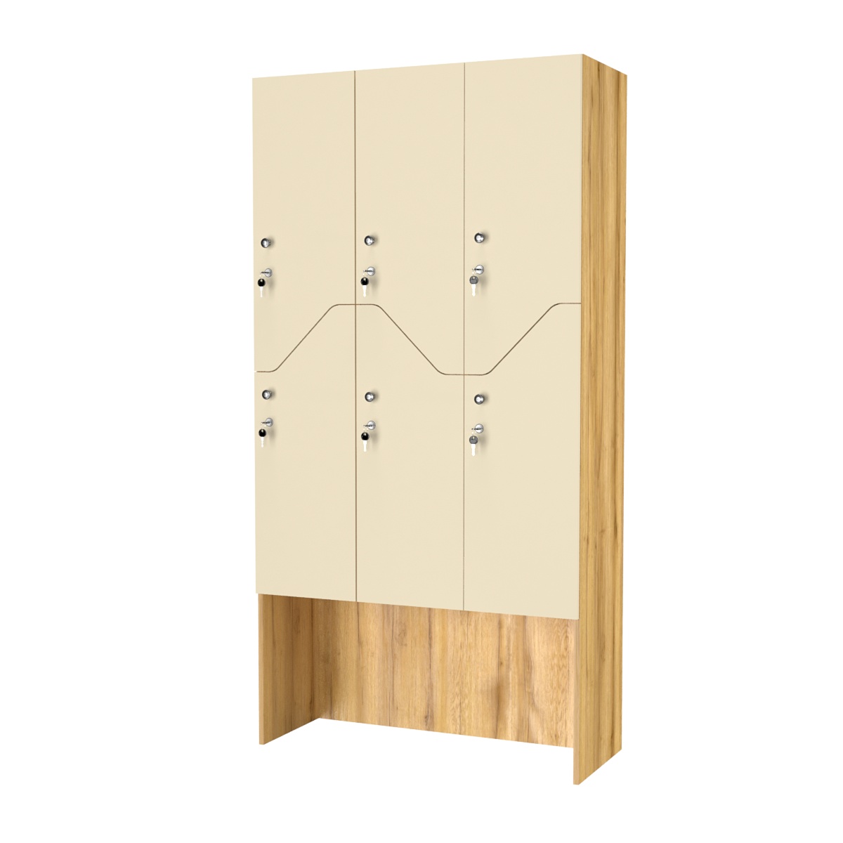 Шкаф для раздевалок СТАНДАРТ-Элегия №3-3Б Дуб Золотистый и Крем Вайс