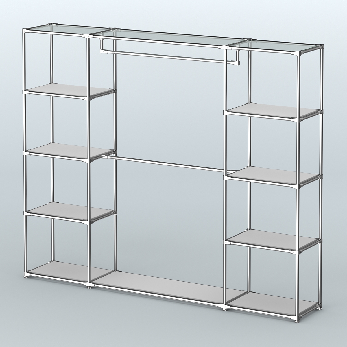 Торговая система ХРОМ без ДСП 2430 мм с полками ДСП и поручнями №3 Серый