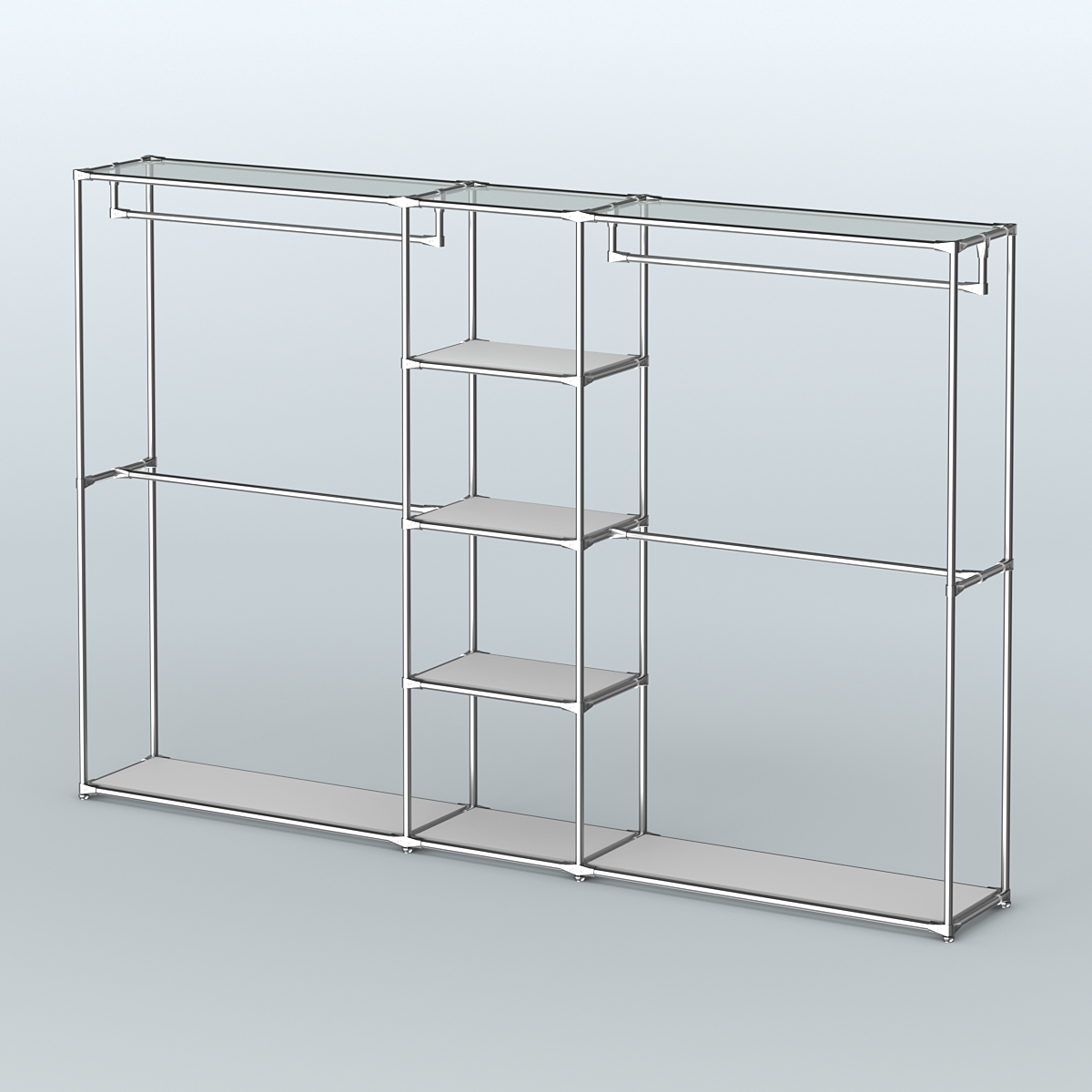 Торговая система ХРОМ без ДСП 3030 мм с полками ДСП и поручнями №4 Серый