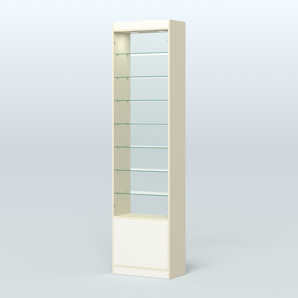 Высокая витрина серии Эконом №304-600 (без дверей) Крем Вайс + Белый