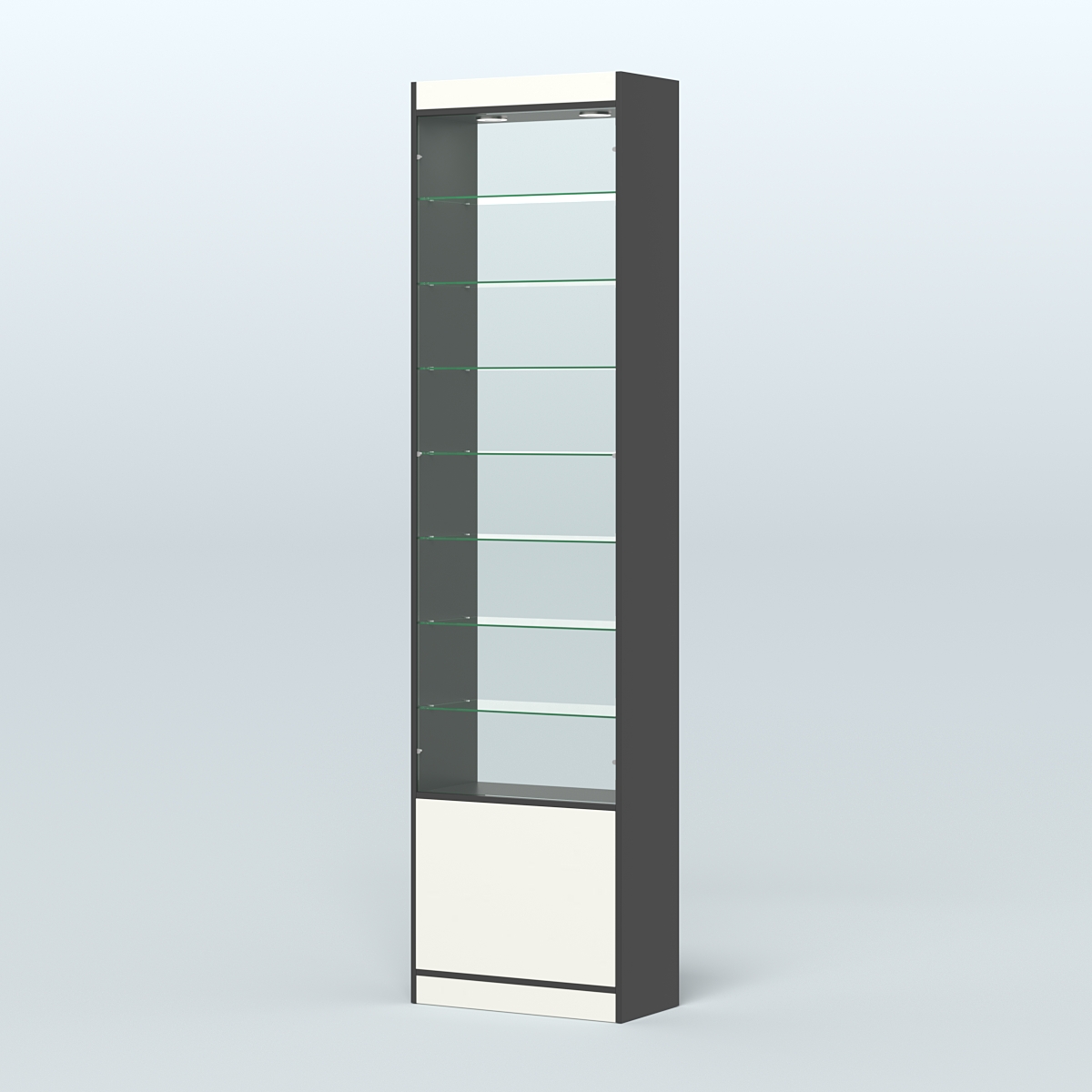 Высокая витрина серии Эконом №304-600 (без дверей) Черный + Белый