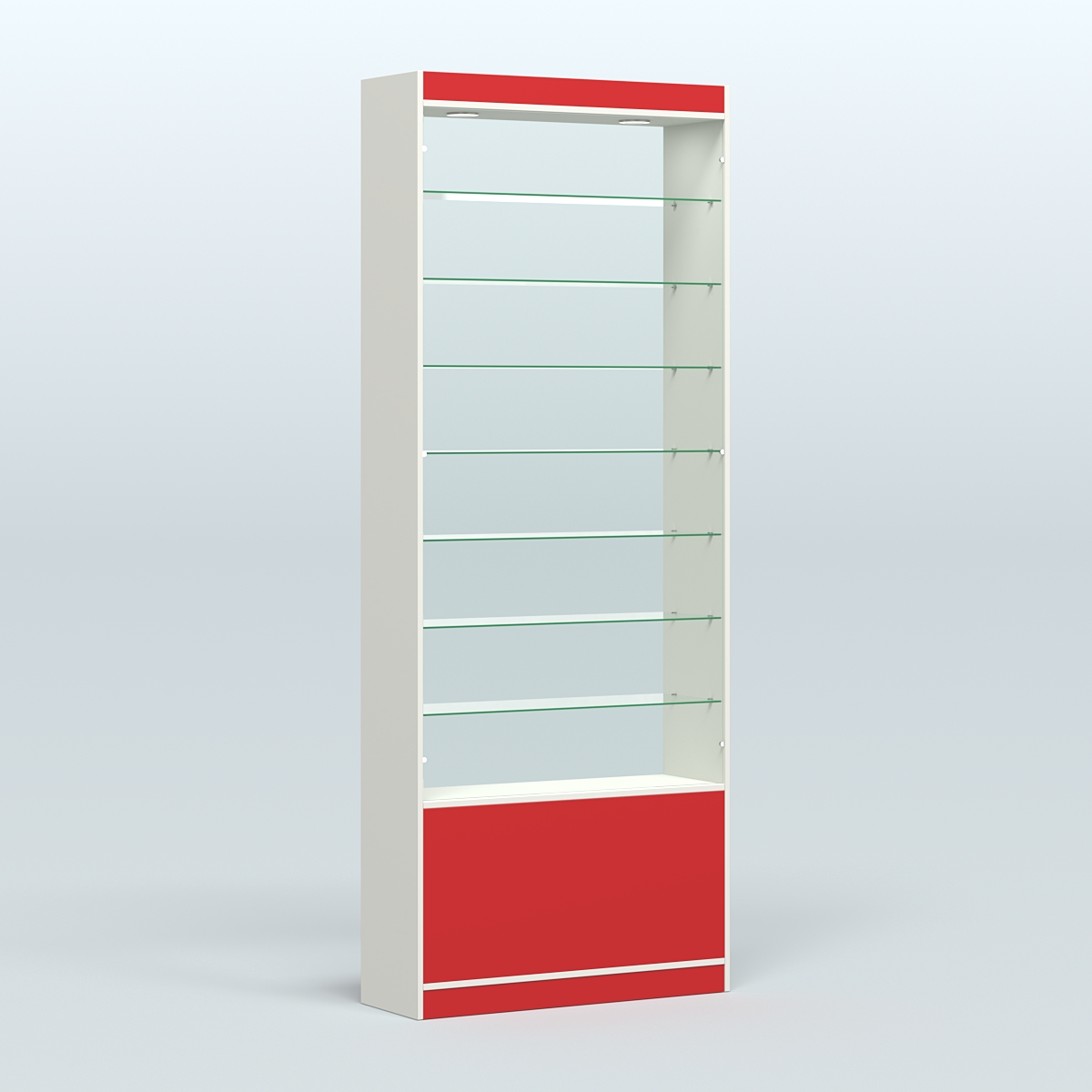 Высокая витрина серии Эконом №304-900 (без дверей) Белый + Красный