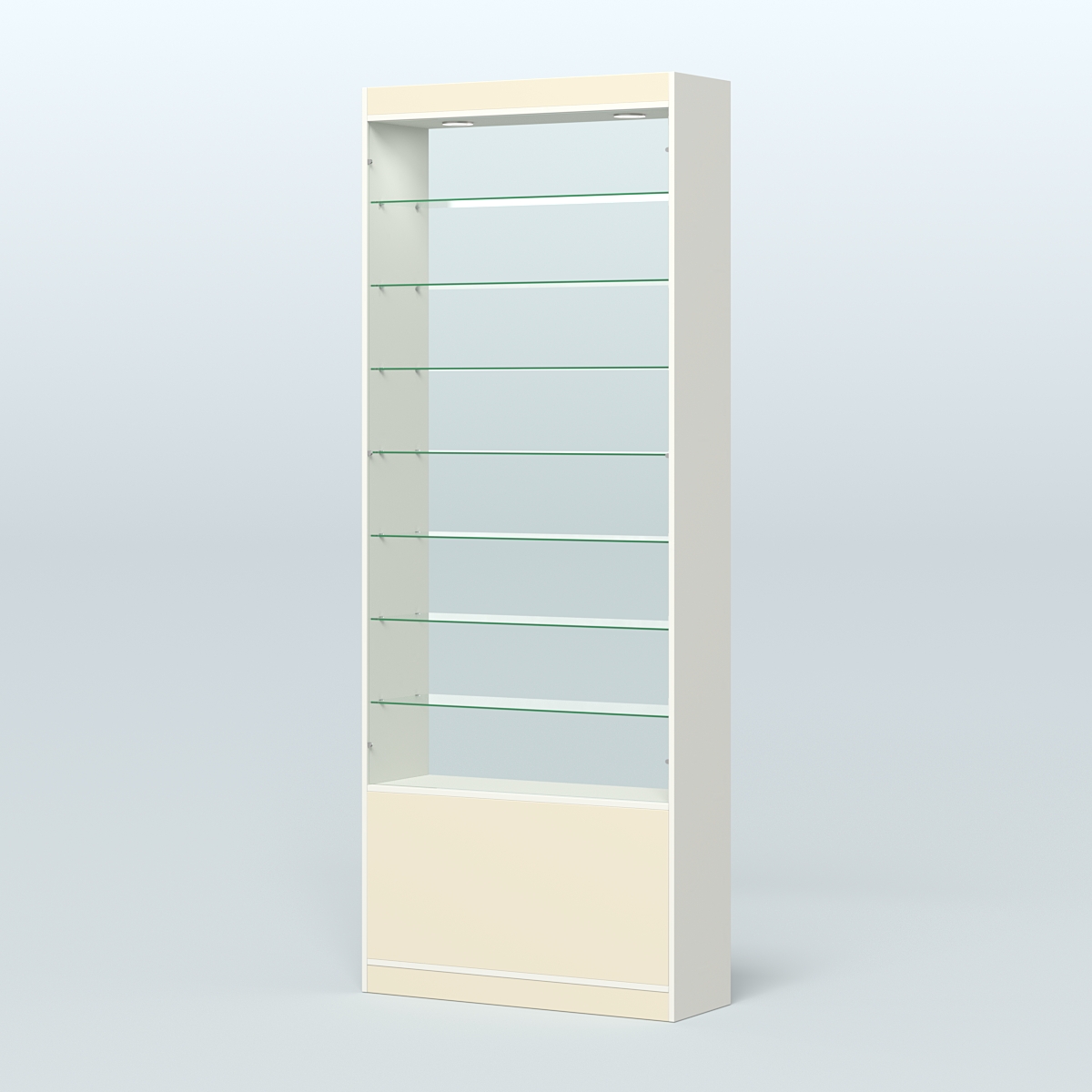 Высокая витрина серии Эконом №304-900 (без дверей) Белый + Крем Вайс