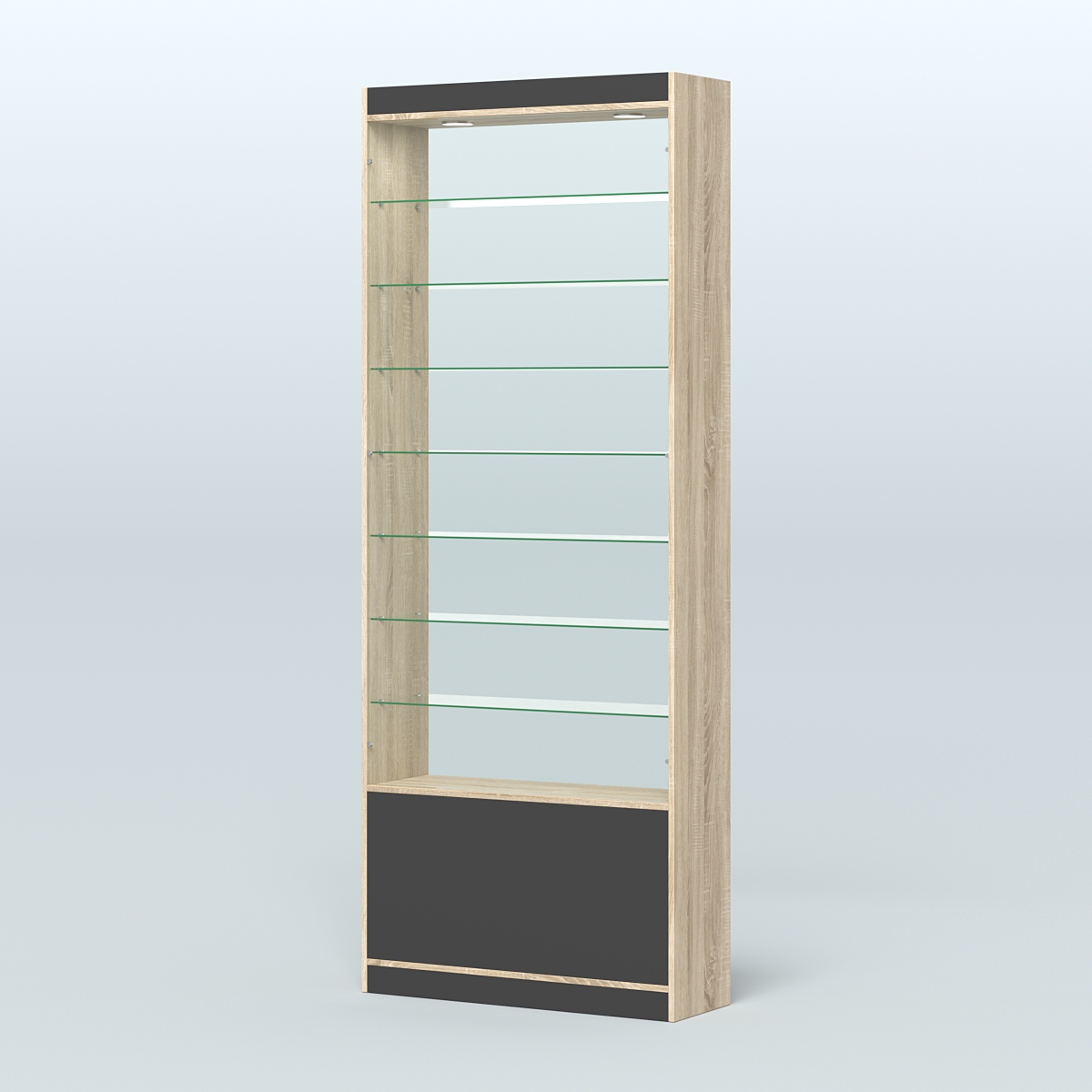 Высокая витрина серии Эконом №304-900 (без дверей) Дуб Сонома + Черный