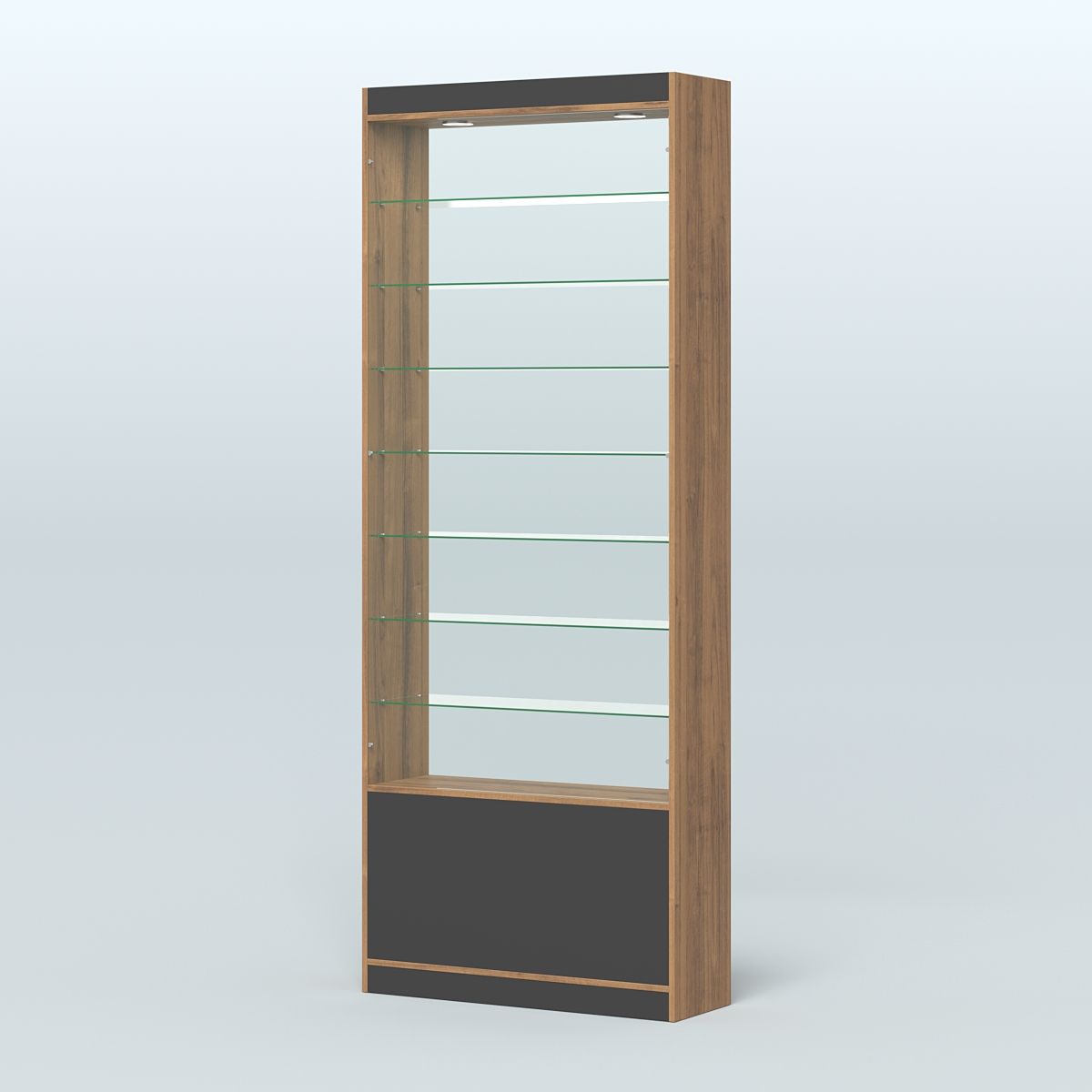 Высокая витрина серии Эконом №304-900 (без дверей) Орех + Черный