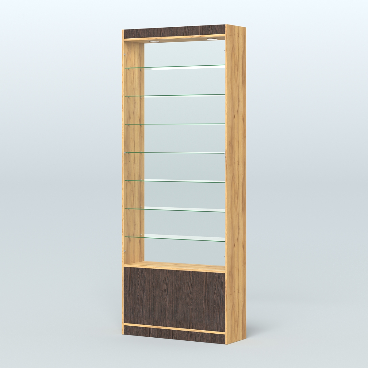 Высокая витрина серии Эконом №304-900 (без дверей) Дуб Золотистый + Дуб Венге