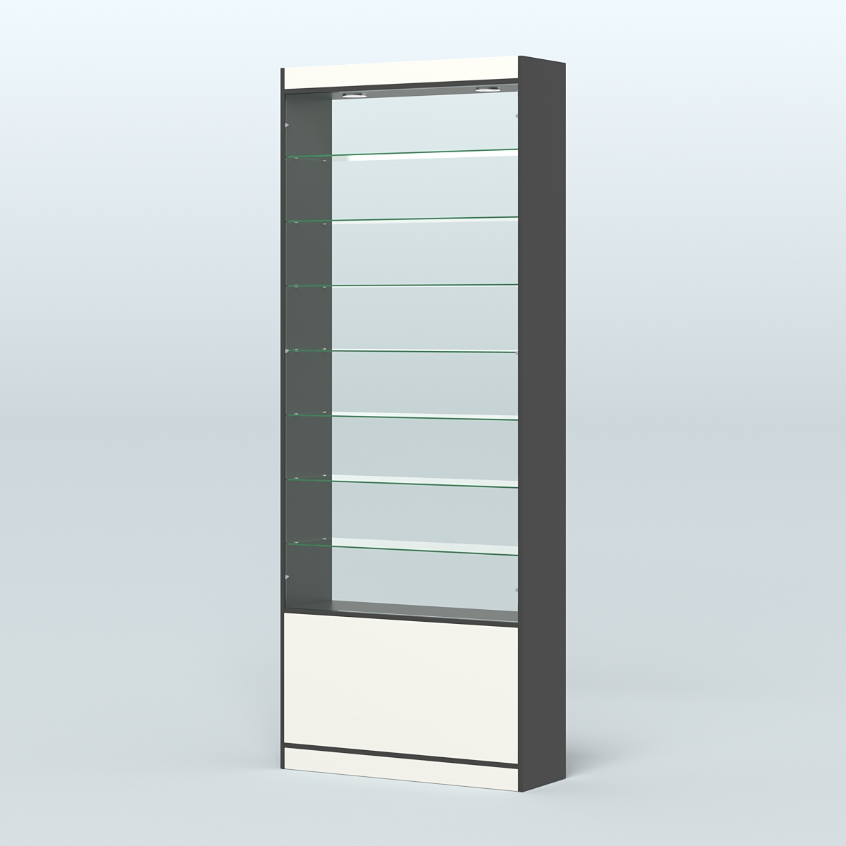 Высокая витрина серии Эконом №304-900 (без дверей) Черный + Белый