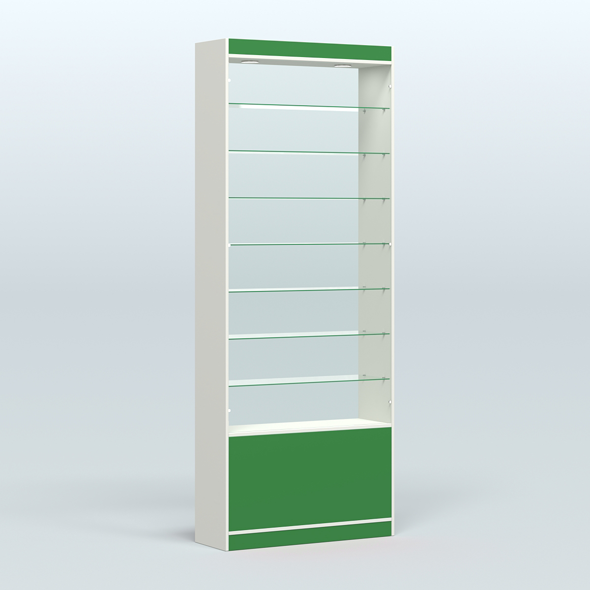 Высокая витрина серии Эконом №304-900 (без дверей) Белый + Зеленый Оксид 9561 BS