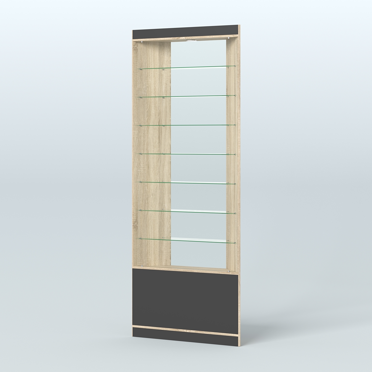 Высокая витрина серии Эконом №305 внешний угол (без дверей) Дуб Сонома + Черный