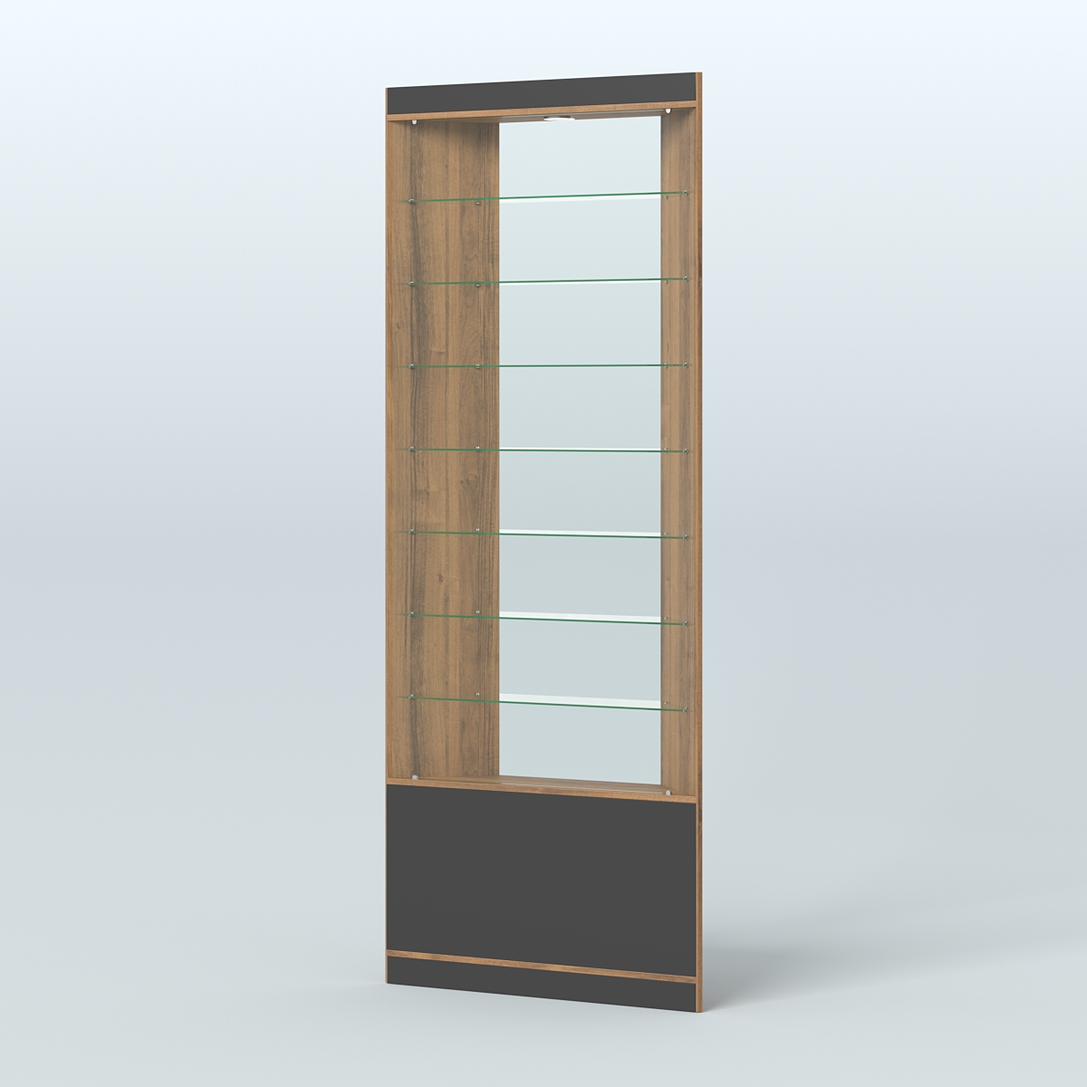 Высокая витрина серии Эконом №305 внешний угол (без дверей) Орех + Черный