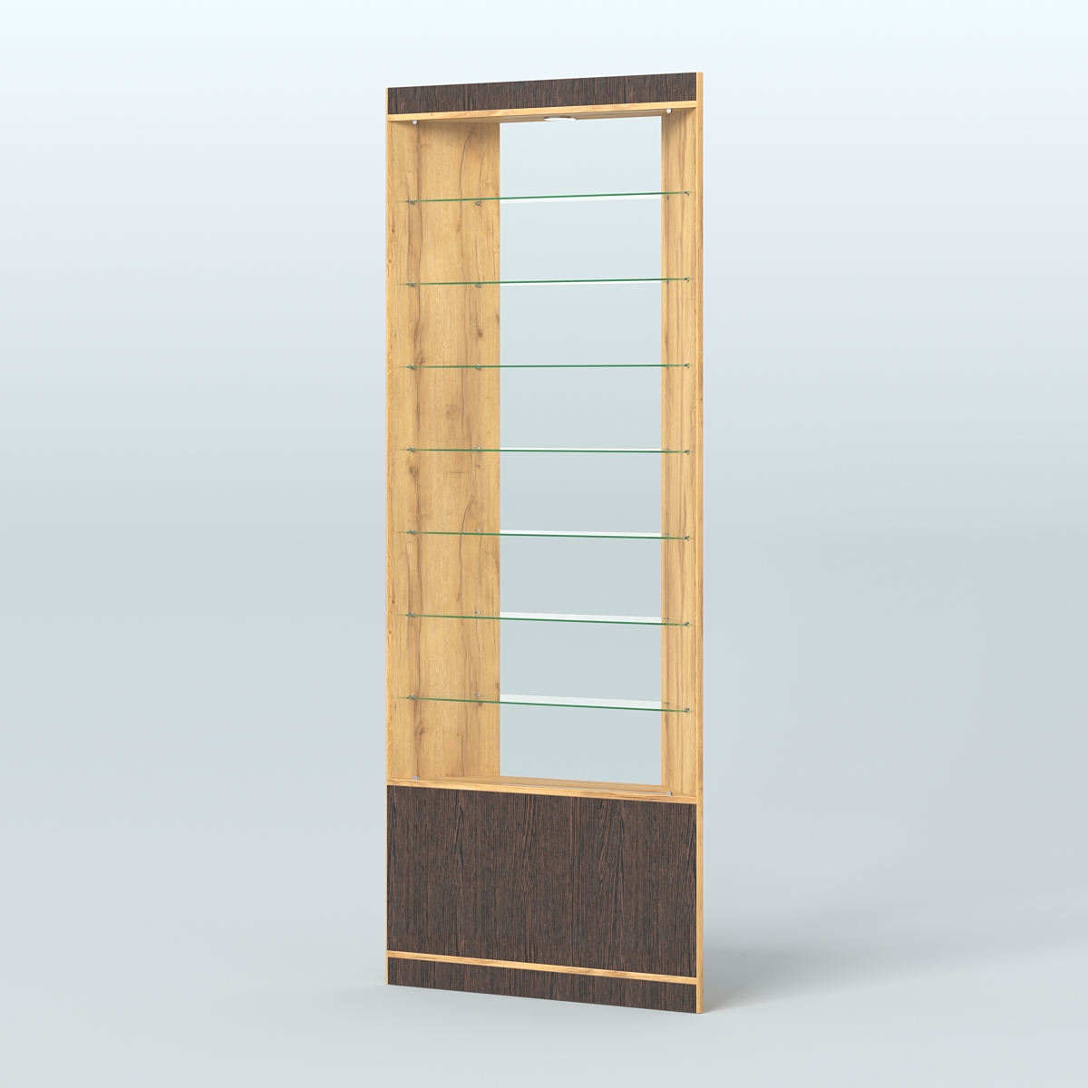 Высокая витрина серии Эконом №305 внешний угол (без дверей) Дуб Золотистый + Дуб Венге