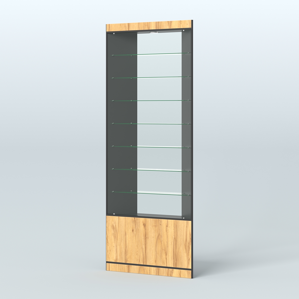 Высокая витрина серии Эконом №305 внешний угол (без дверей) Черный и Дуб Золотистый U1148