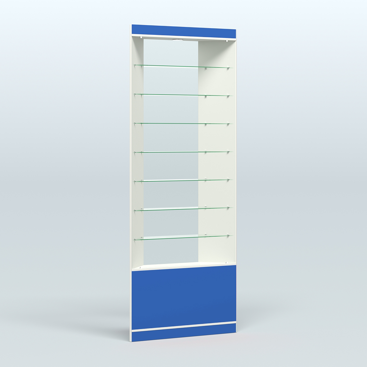 Высокая витрина серии Эконом №305 внешний угол (без дверей) Белый + Делфт голубой