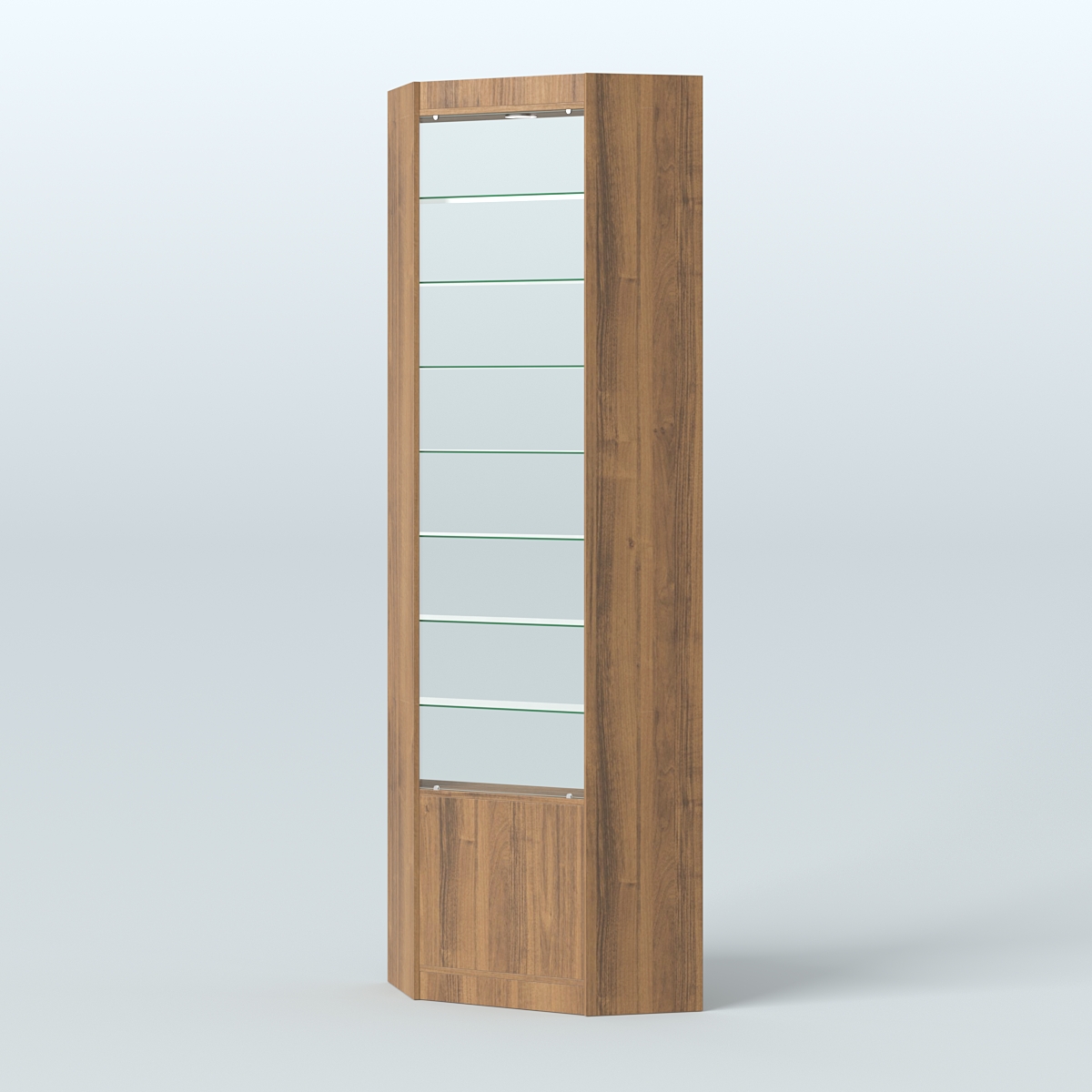 Высокая витрина серии Эконом №305А внутренний угол (без дверей) Орех