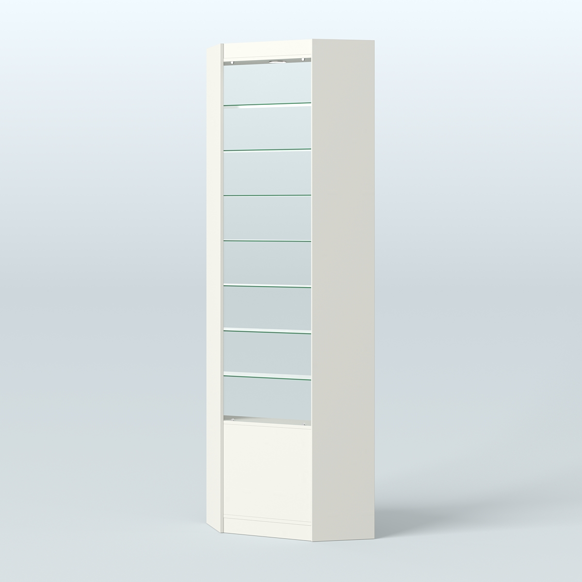 Высокая витрина серии Эконом №305А внутренний угол (без дверей) Белый