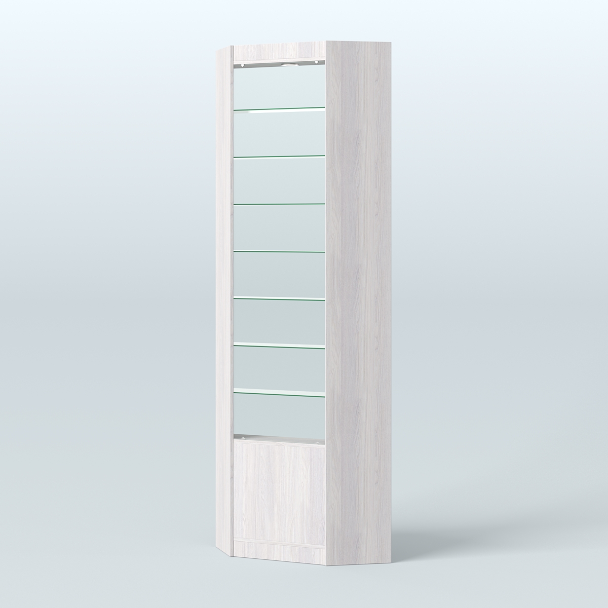 Высокая витрина серии Эконом №305А внутренний угол (без дверей) Ясень Анкор светлый