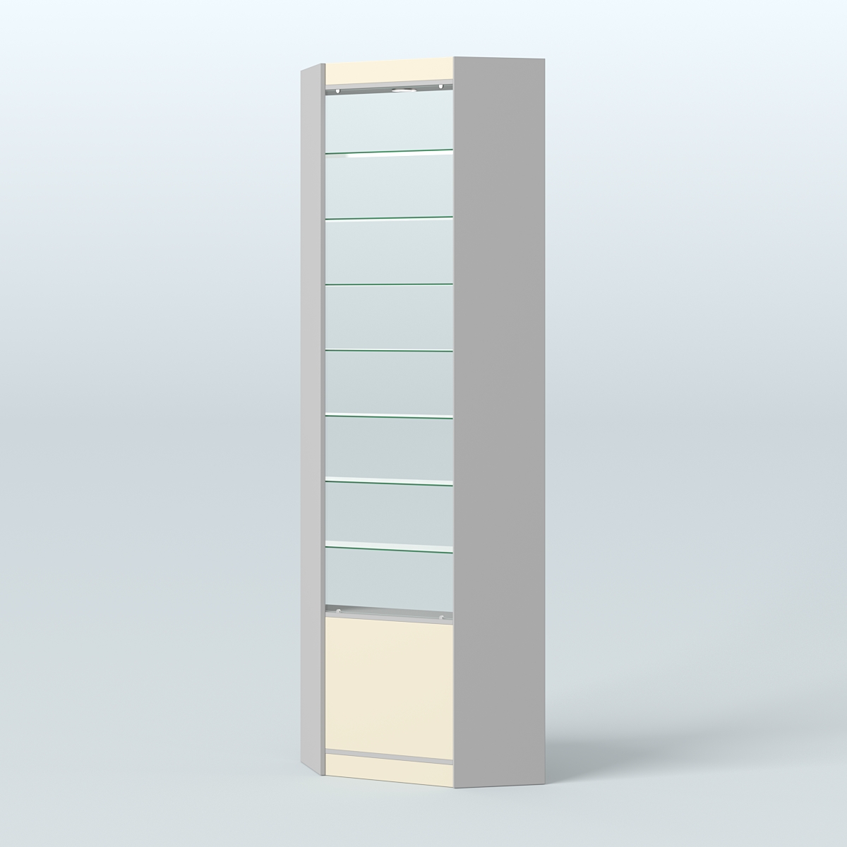 Высокая витрина серии Эконом №305А внутренний угол (без дверей) Серый + Крем Вайс