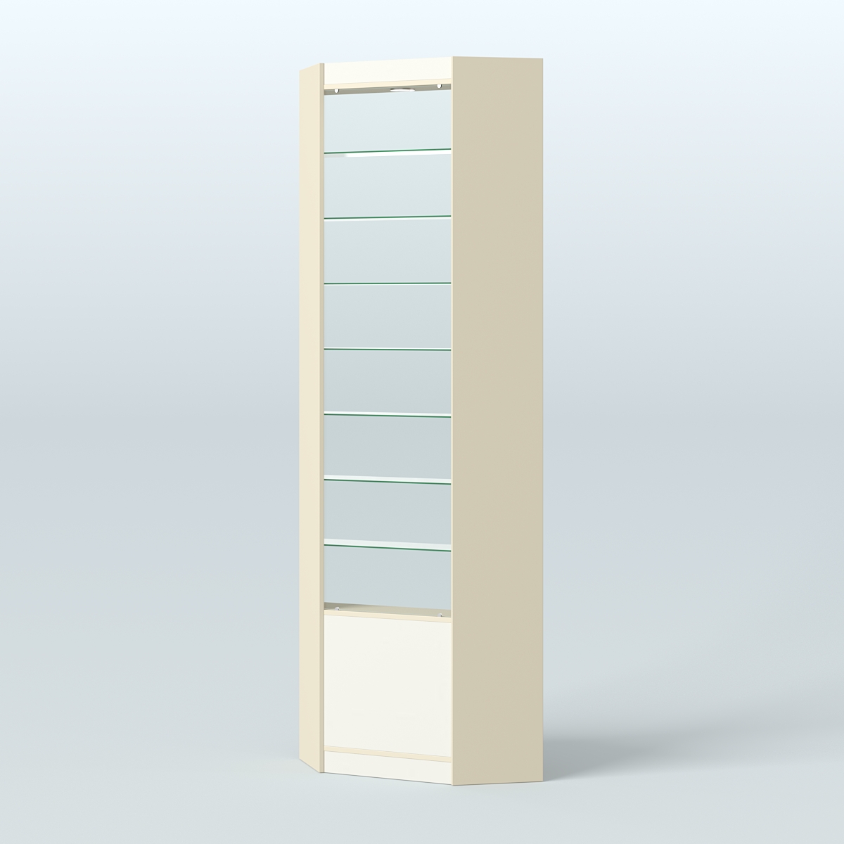 Высокая витрина серии Эконом №305А внутренний угол (без дверей) Крем Вайс + Белый