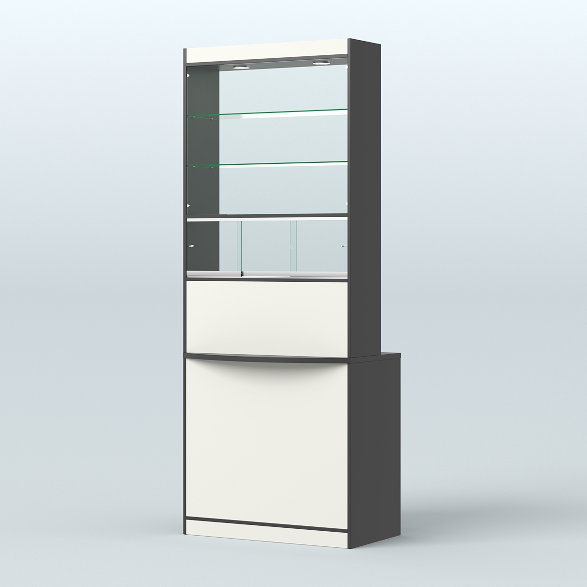 Высокая витрина-прилавок Эконом №3В Черный + Белый