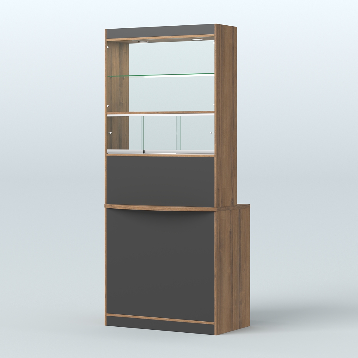 Витрина-прилавок Аптека №3 Орех + Черный