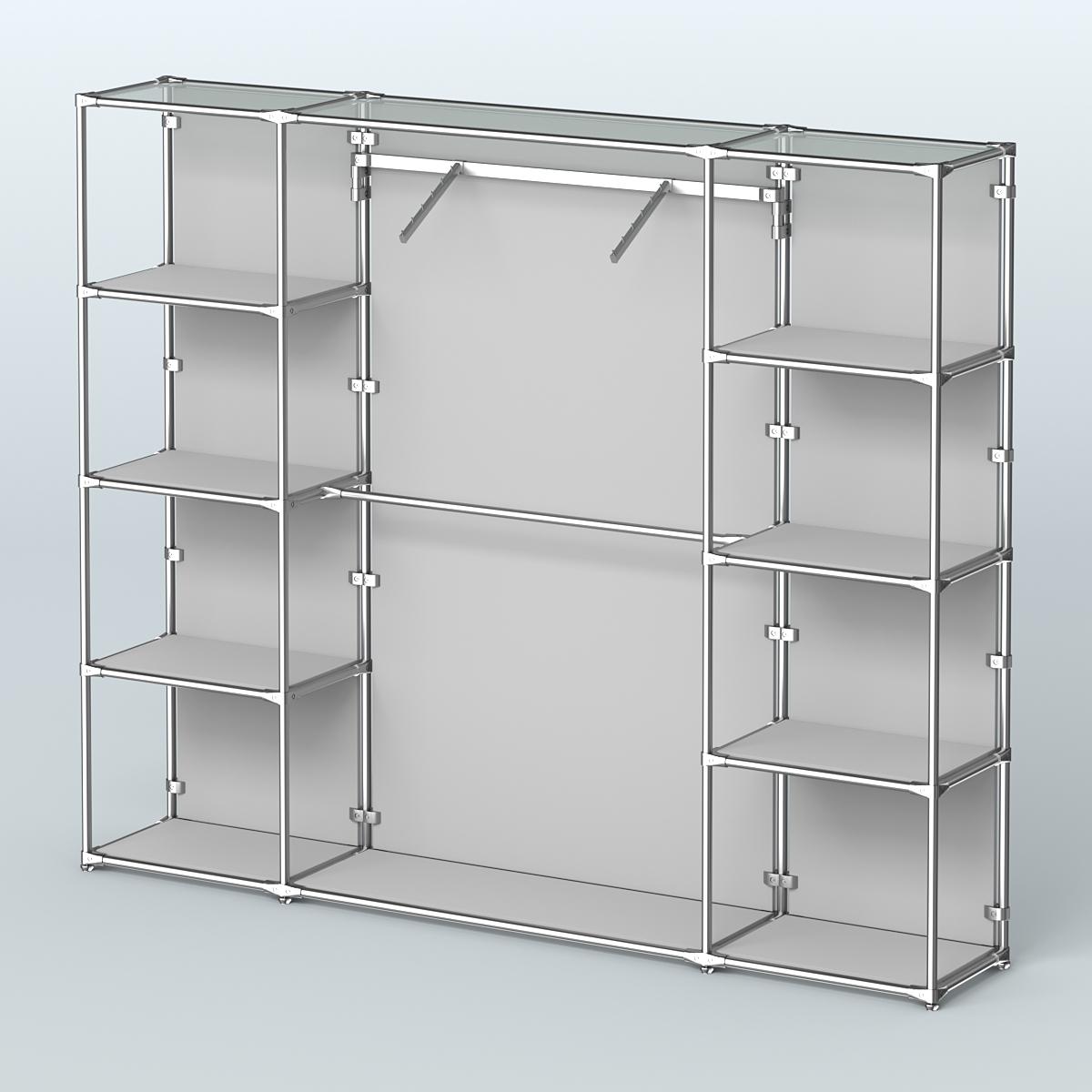 Торговая система ХРОМ (задняя стенка - ДСП) 2430 мм с полками ДСП и поручнями №11 Серый