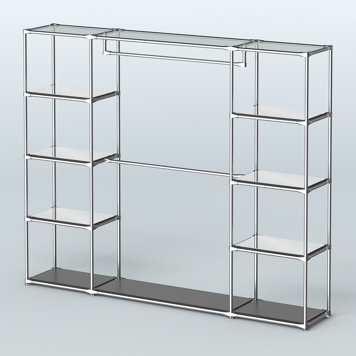 Торговая система ХРОМ без ДСП 2430 мм с зеркальными полками и поручнями №3 Черный