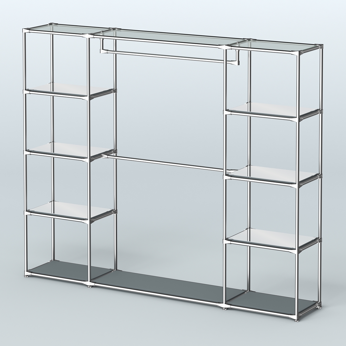 Торговая система ХРОМ без ДСП 2430 мм с зеркальными полками и поручнями №3 Темно-Серый