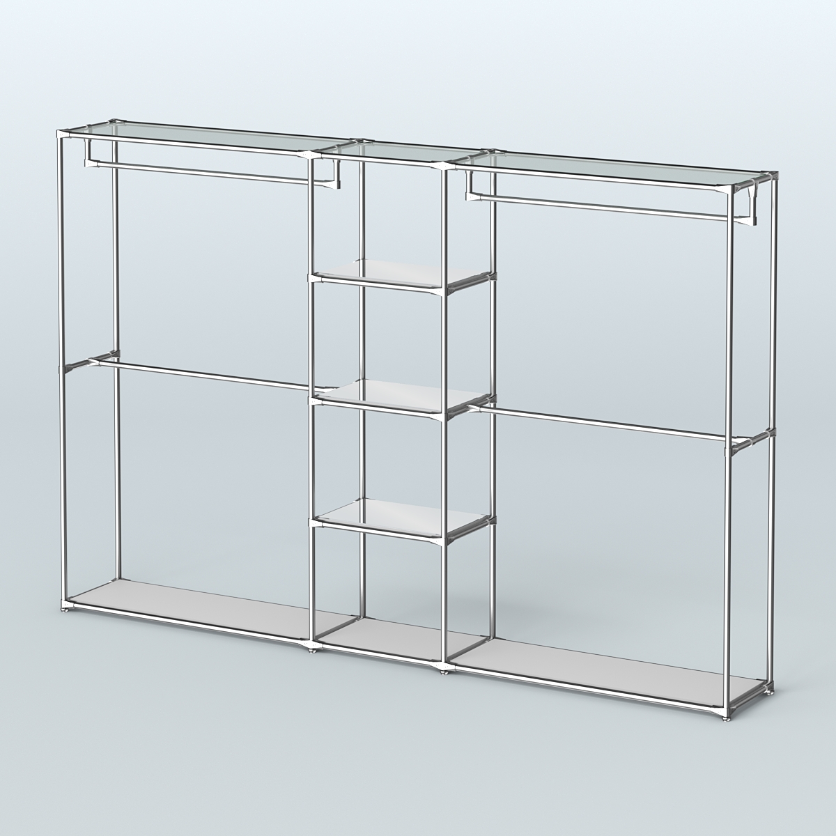 Торговая система ХРОМ без ДСП 3030 мм с зеркальными полками и поручнями №4 Серый