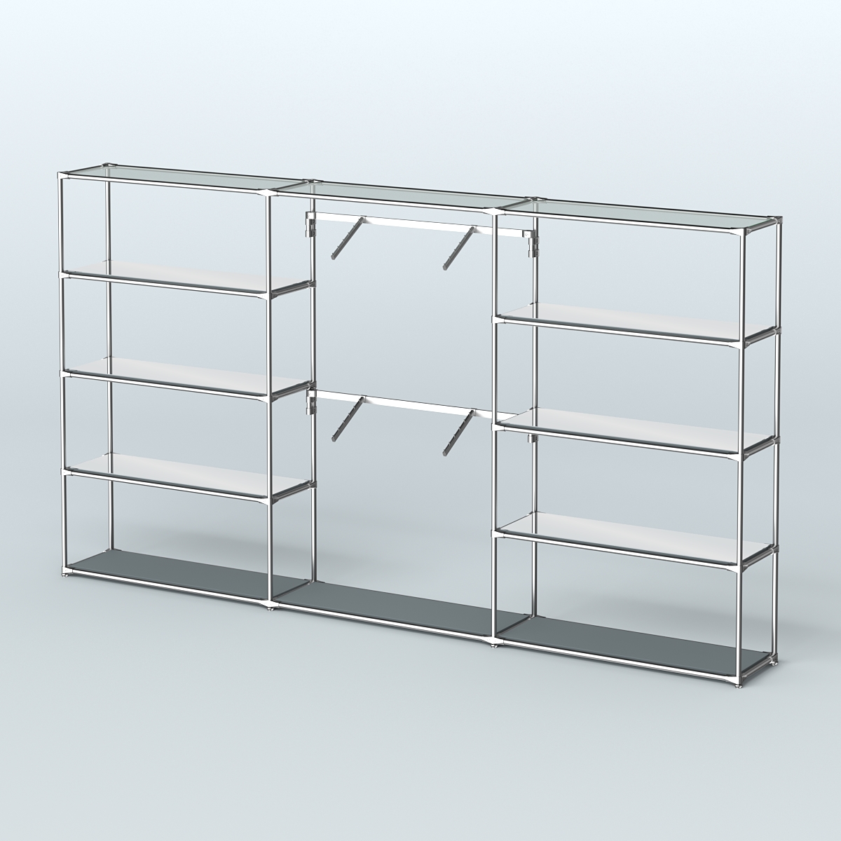 Торговая система ХРОМ без ДСП 3600 мм с зеркальными полками и поручнями №6 Темно-Серый