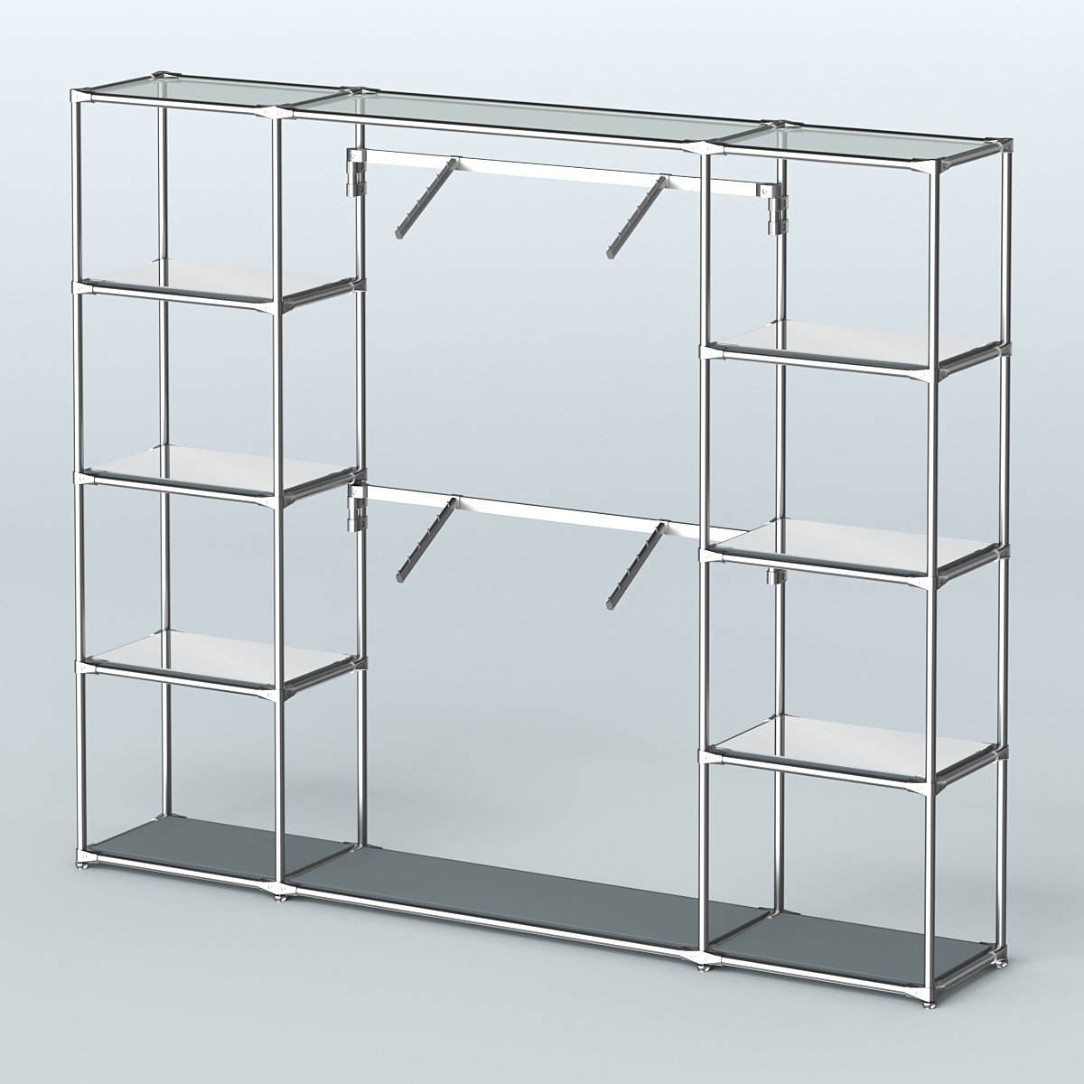 Торговая система ХРОМ без ДСП 2430 мм с зеркальными полками и поручнями №7 Темно-Серый