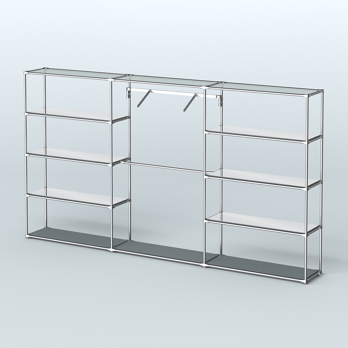 Торговая система ХРОМ без ДСП 3600 мм с зеркальными полками и поручнями №9 Темно-Серый