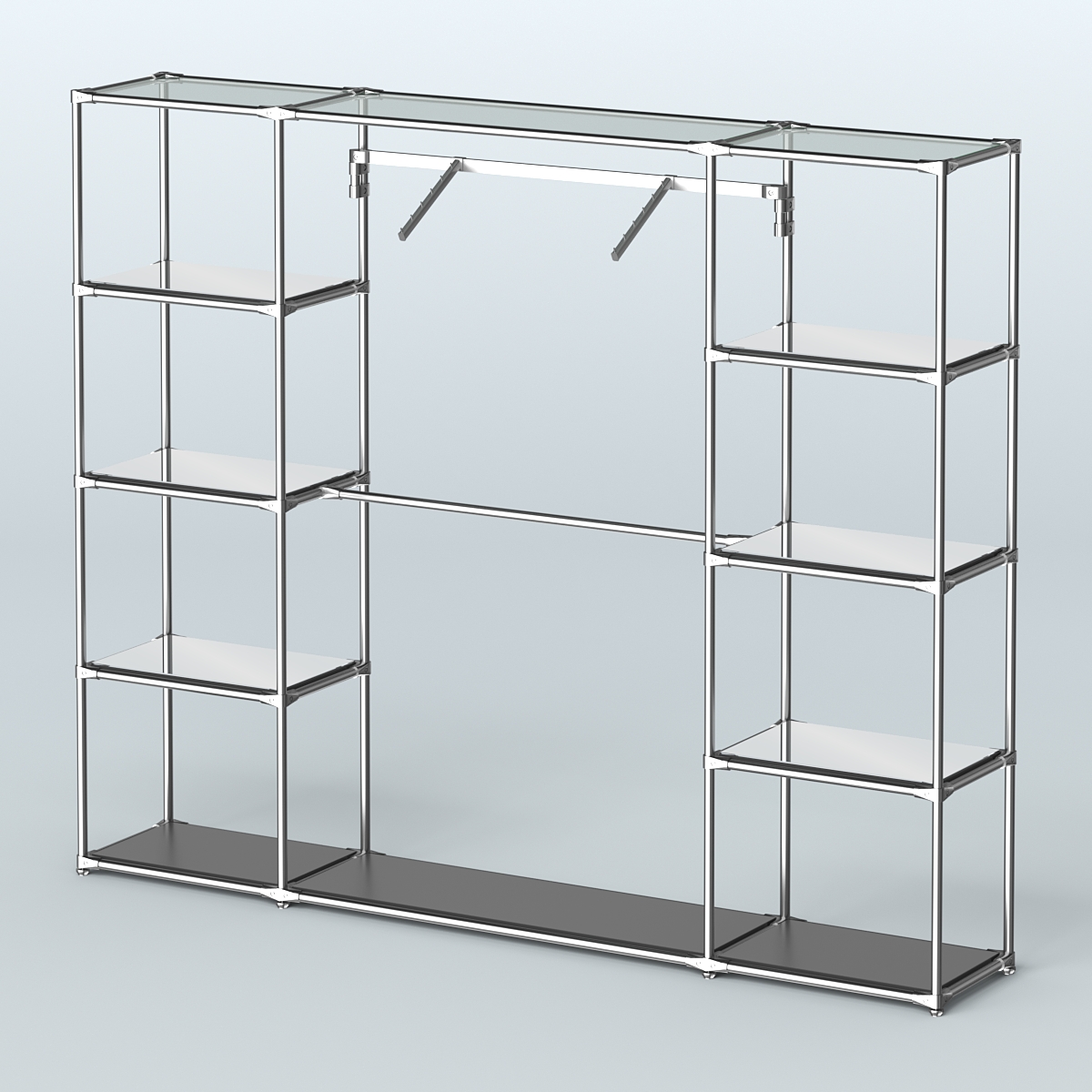 Торговая система ХРОМ без ДСП 2430 мм с зеркальными полками и поручнями №11 Черный